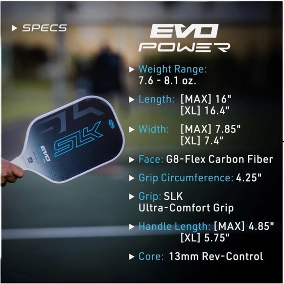 SLK Evo Power Carbon Fiber Pickleball Paddle - Picture 1 of 6